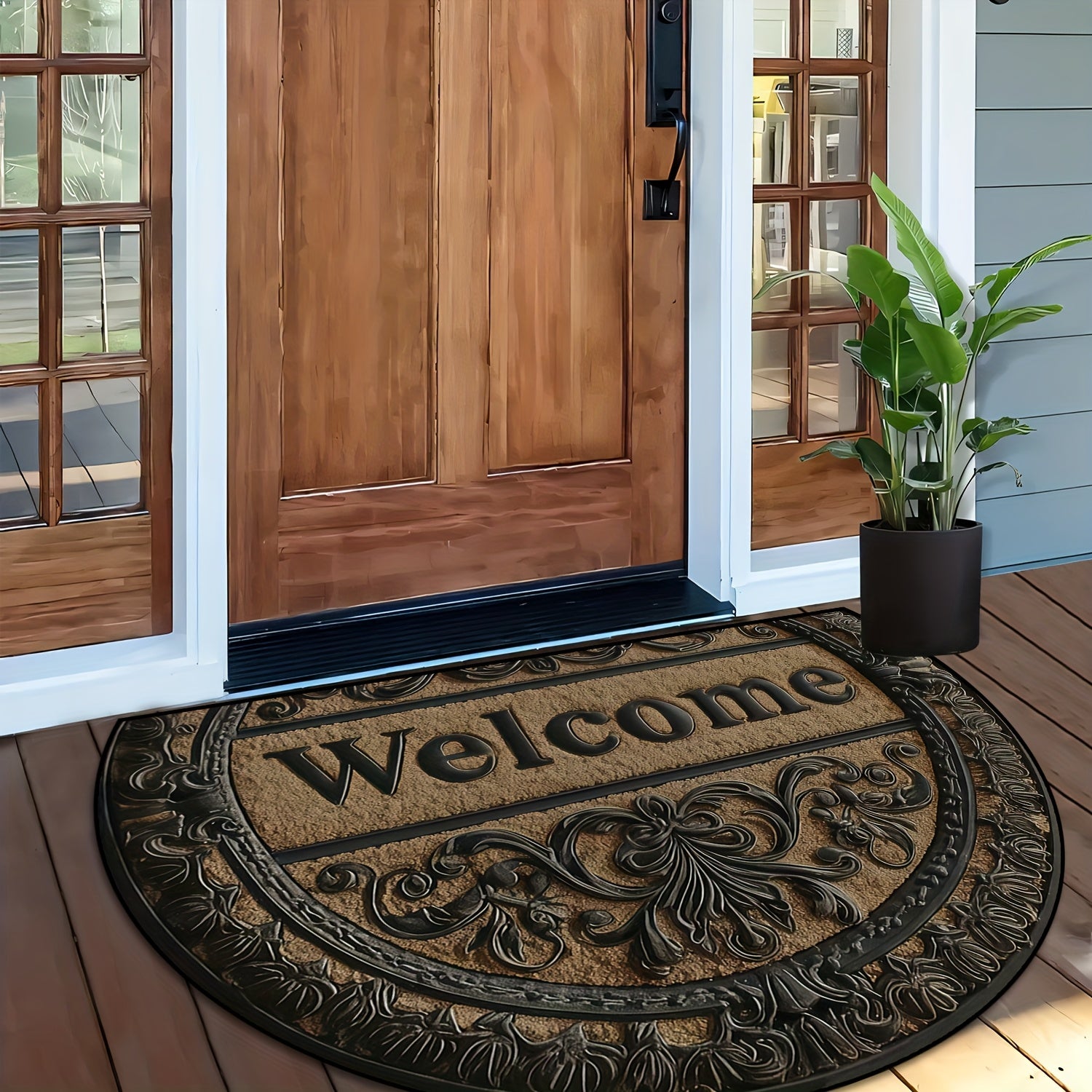 Rohožka s nápisom WELCOME – kávová