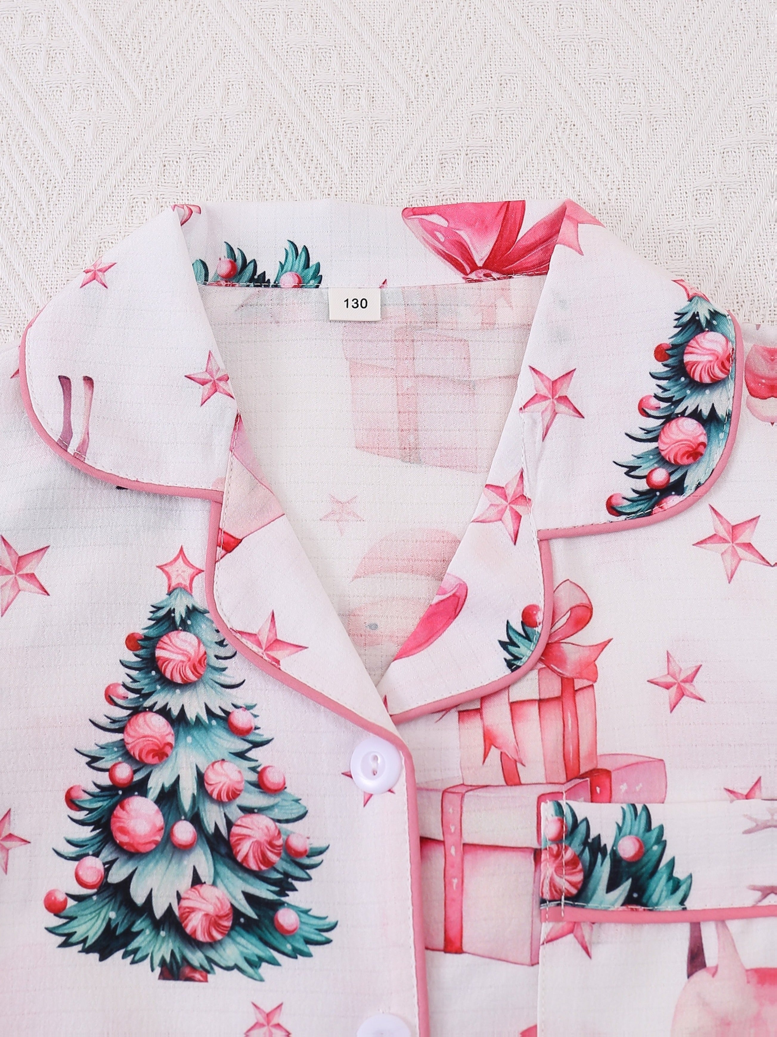 Vianočné pyžamo pre dievčatá – ružové a červené