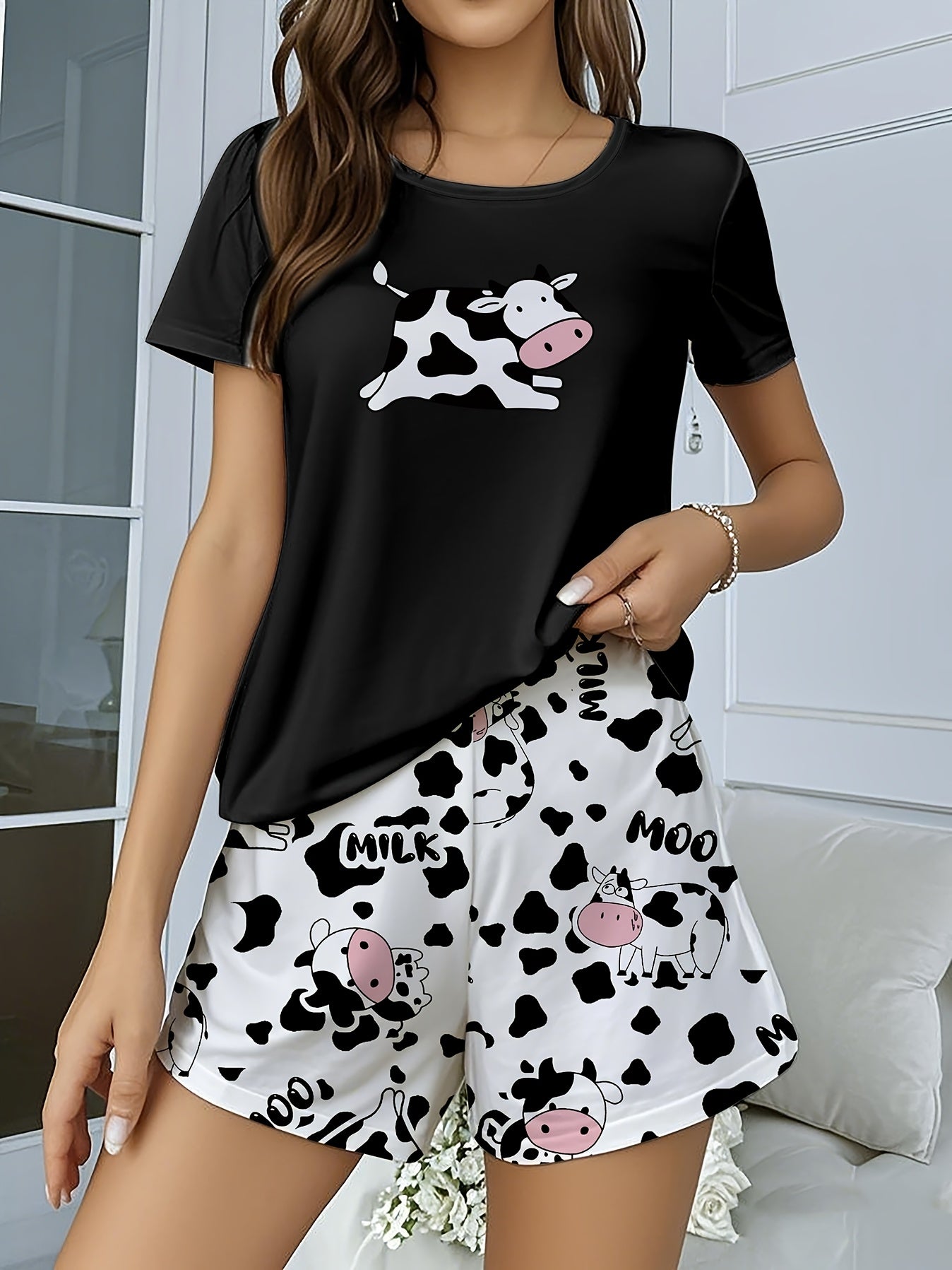 Pyžamo pre ženy – kravičkový vzor