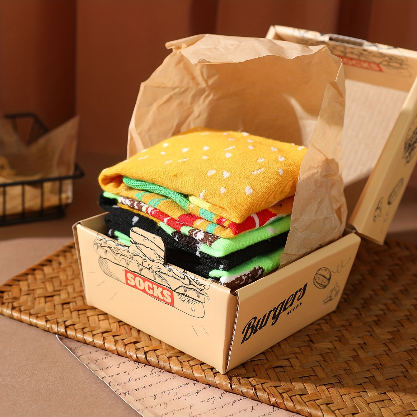 Ponožky s hamburgerom – 2 páry