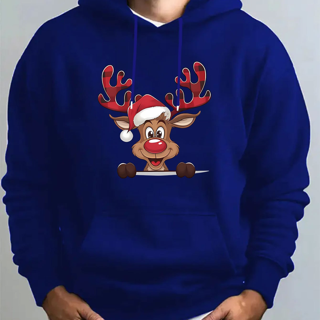 Mužská červená mikina s kapucňou – s jeleňom