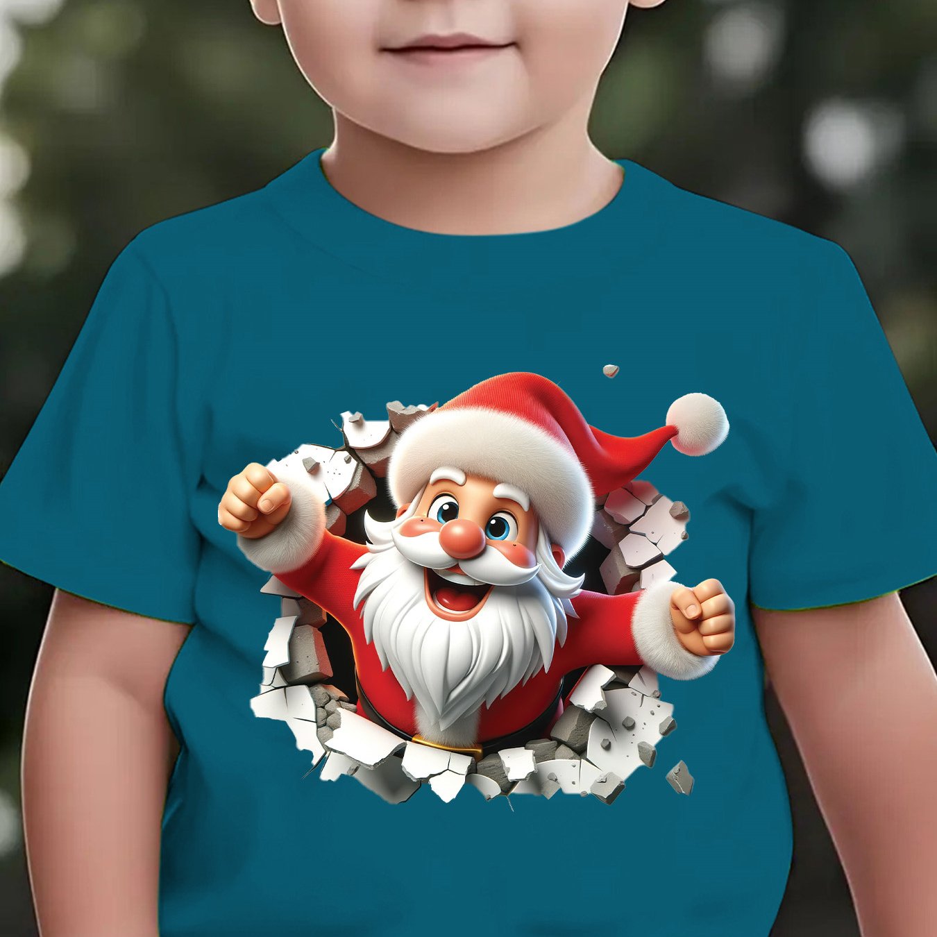 Tričko s 3D Santom – béžové