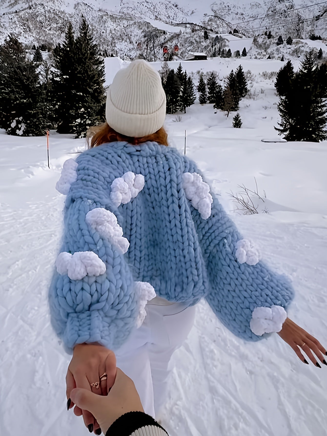 Dámsky kardigán – modrý s oblakmi