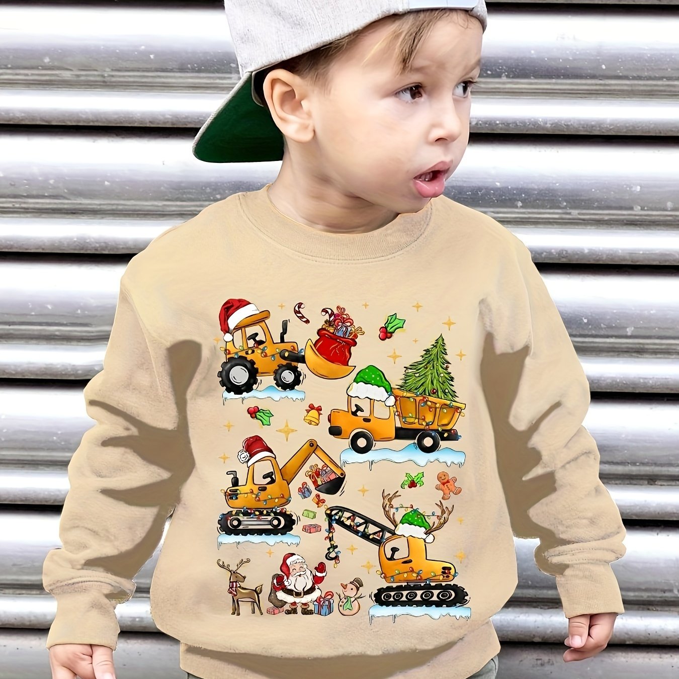 Mikina s vianočným bagrom – červená