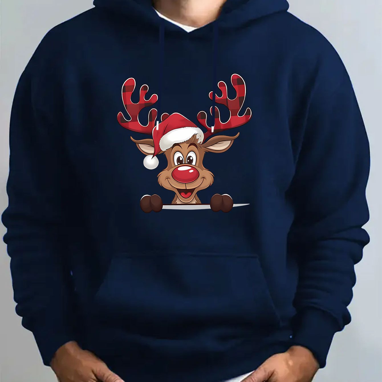 Mužská červená mikina s kapucňou – s jeleňom