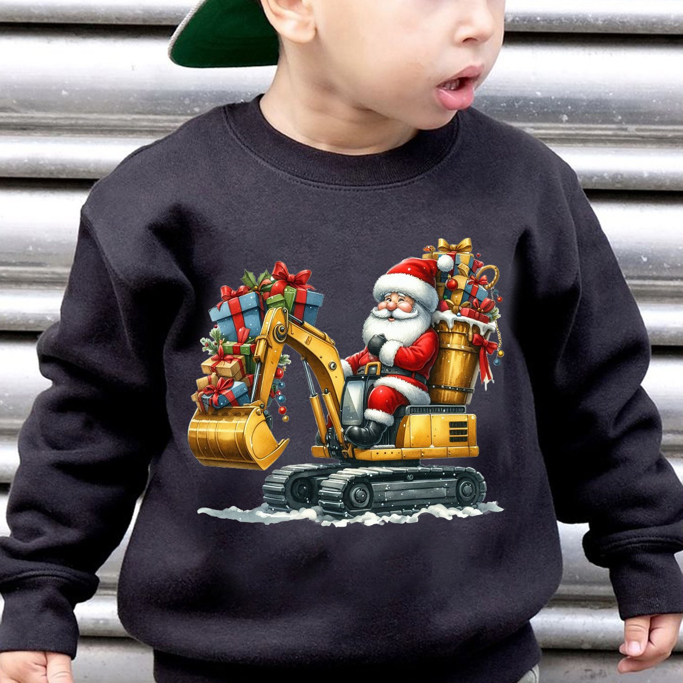 Mikina s potlačou Santa a bagra – pre chlapcov