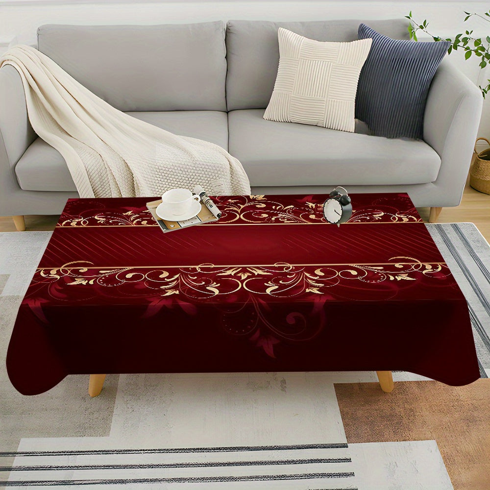 Obrus – červený a zlatý kvetinový