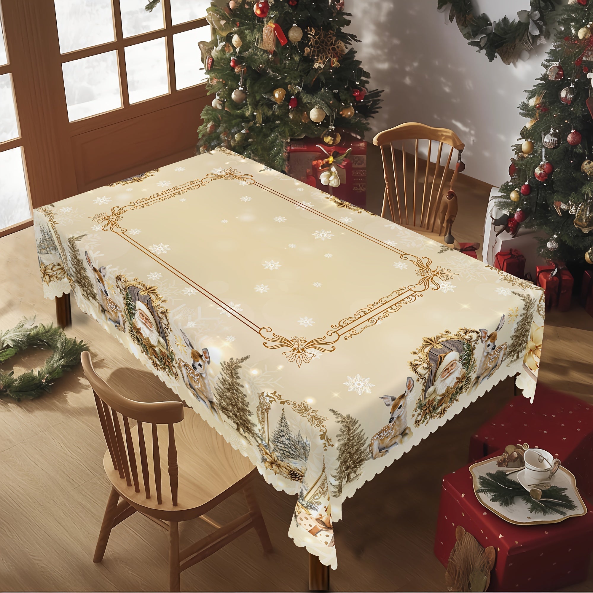 Vianočný obrus – zlatobiely