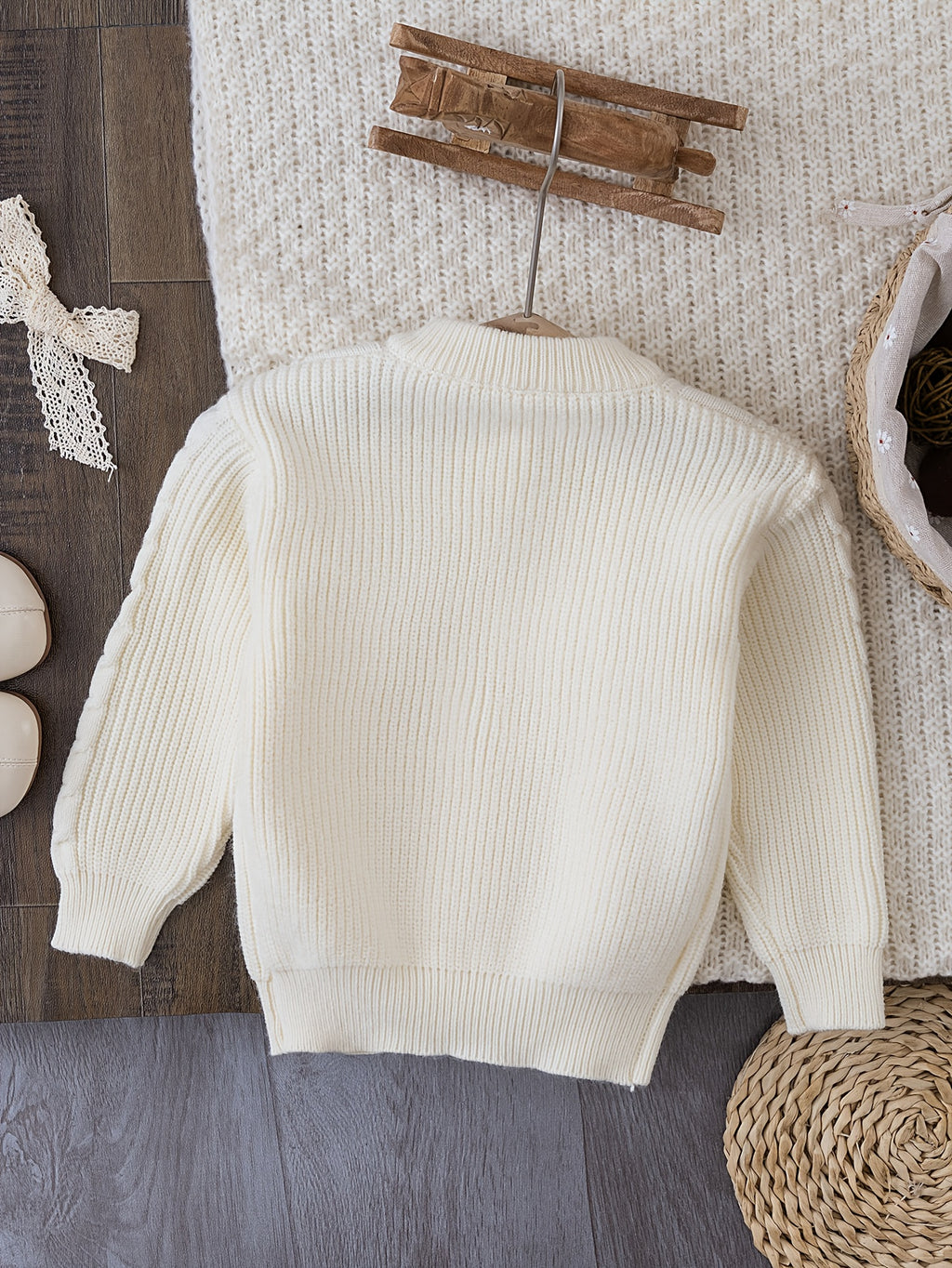 Vianočný sveter pre dievčatá – biely