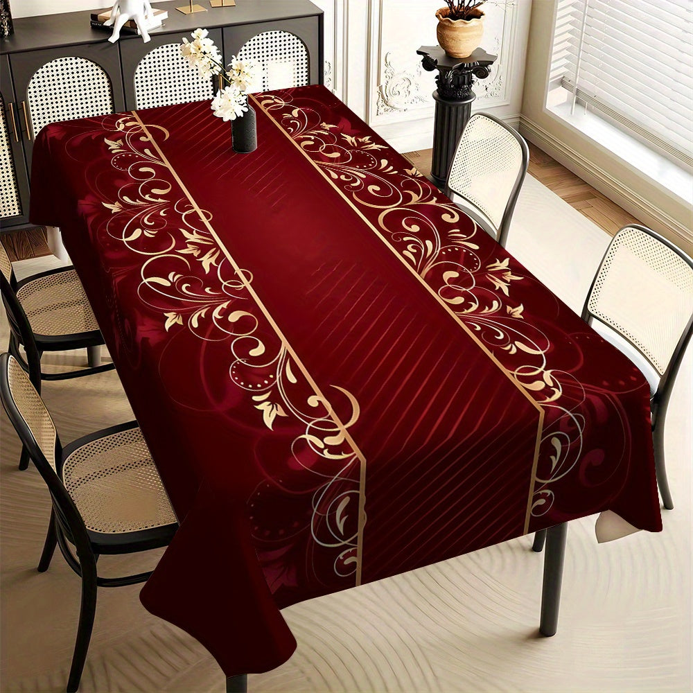 Obrus – červený a zlatý kvetinový