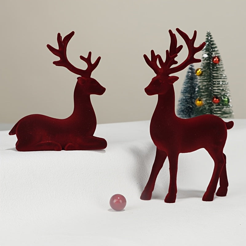 Súprava červených plyšových sobov