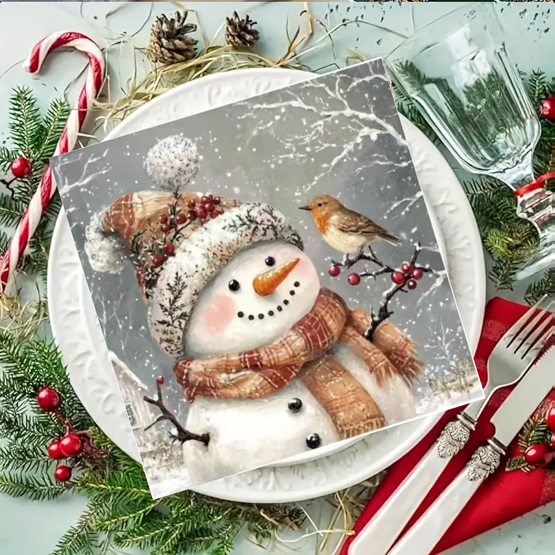 Servítky na party – snehuliak a vták