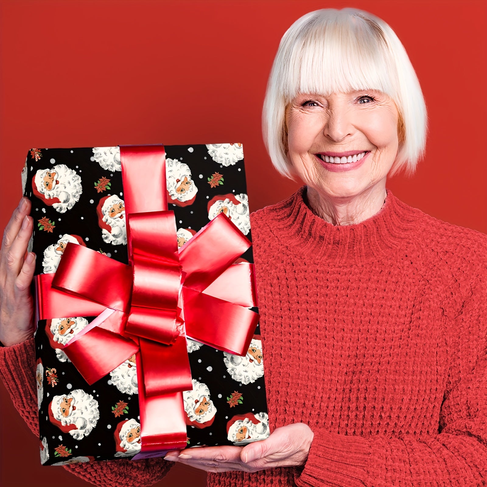 Vianočný baliaci papier – Santa Claus na čiernom pozadí