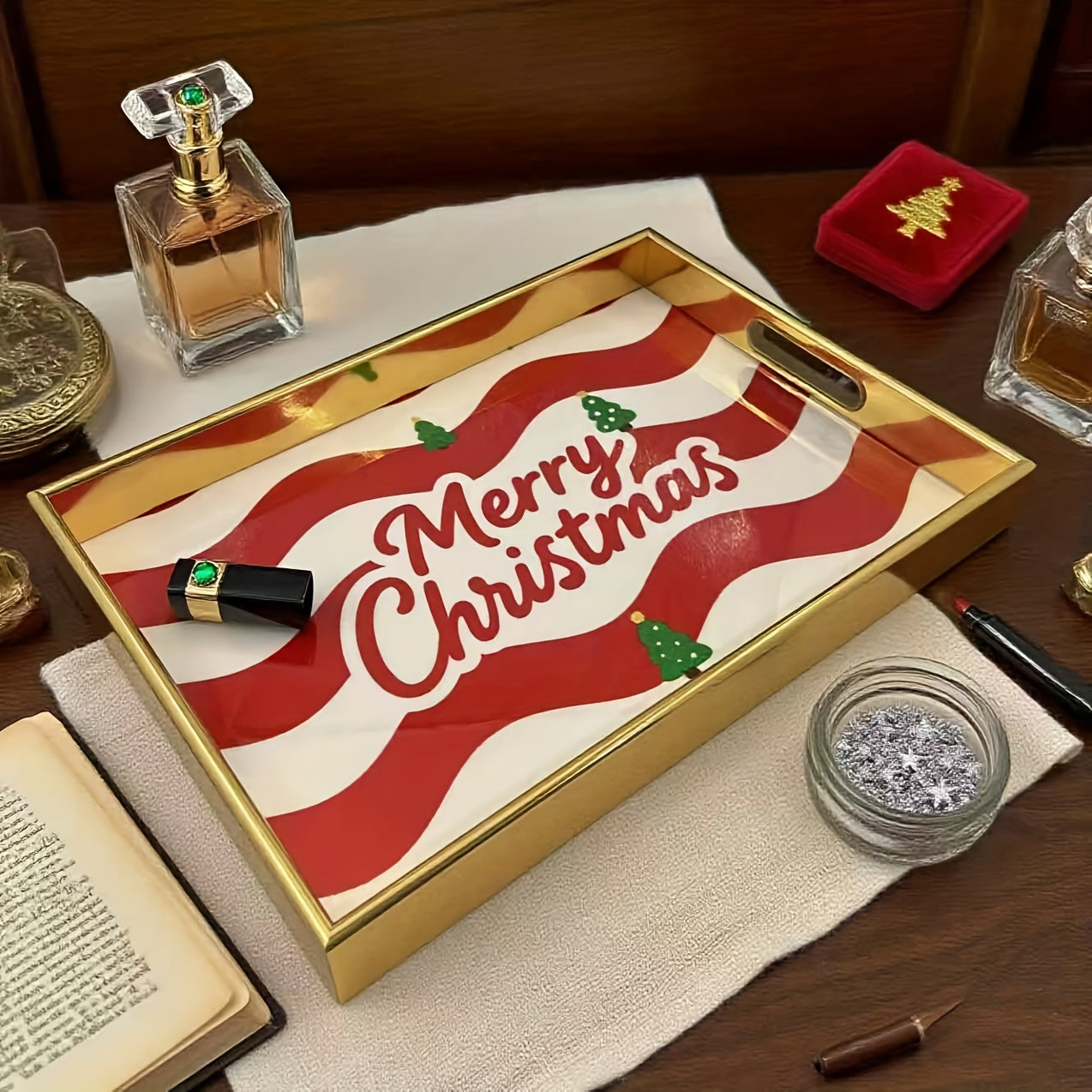 Vianočný podnos – červený