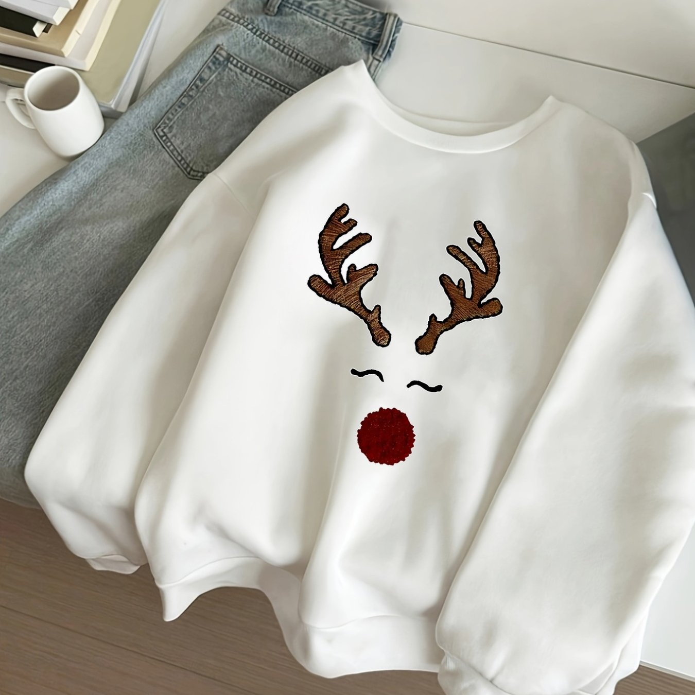 Dámska mikina – biela s jeleňom