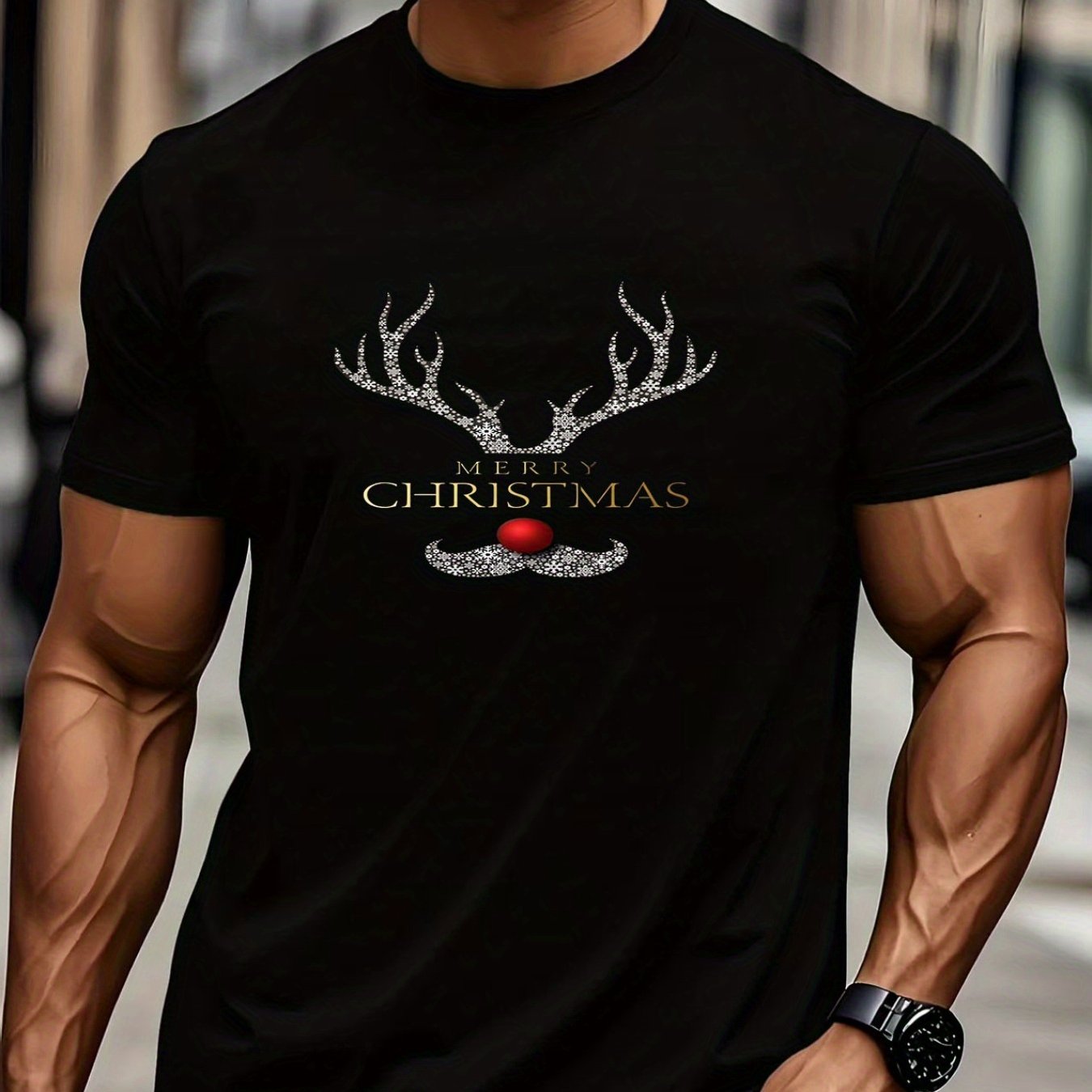 Pánske vianočné tričko – čierne