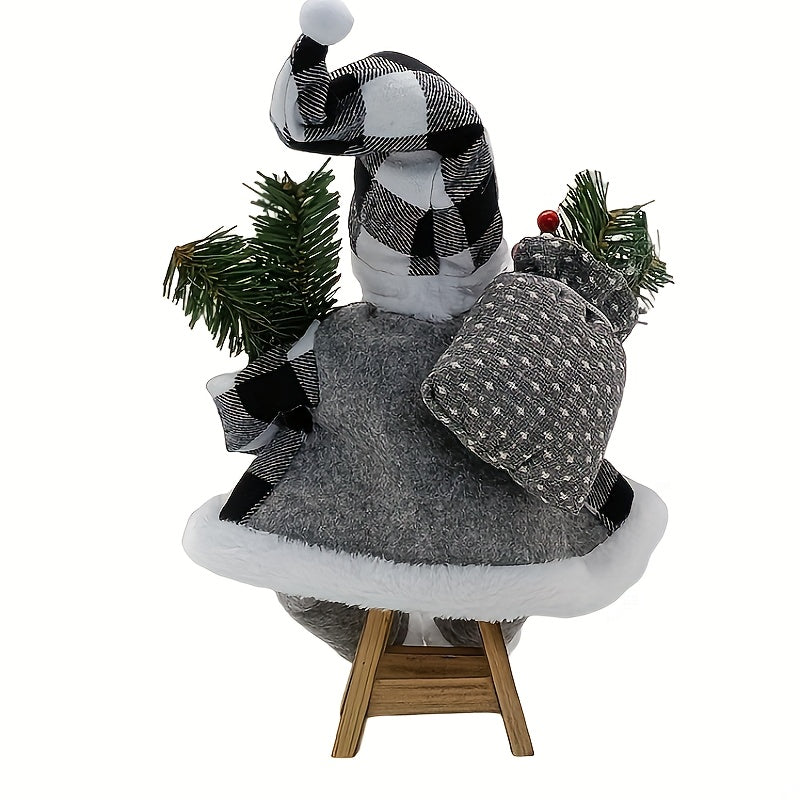 Figúrka Santa Clausa – čierno-biela kockovaná