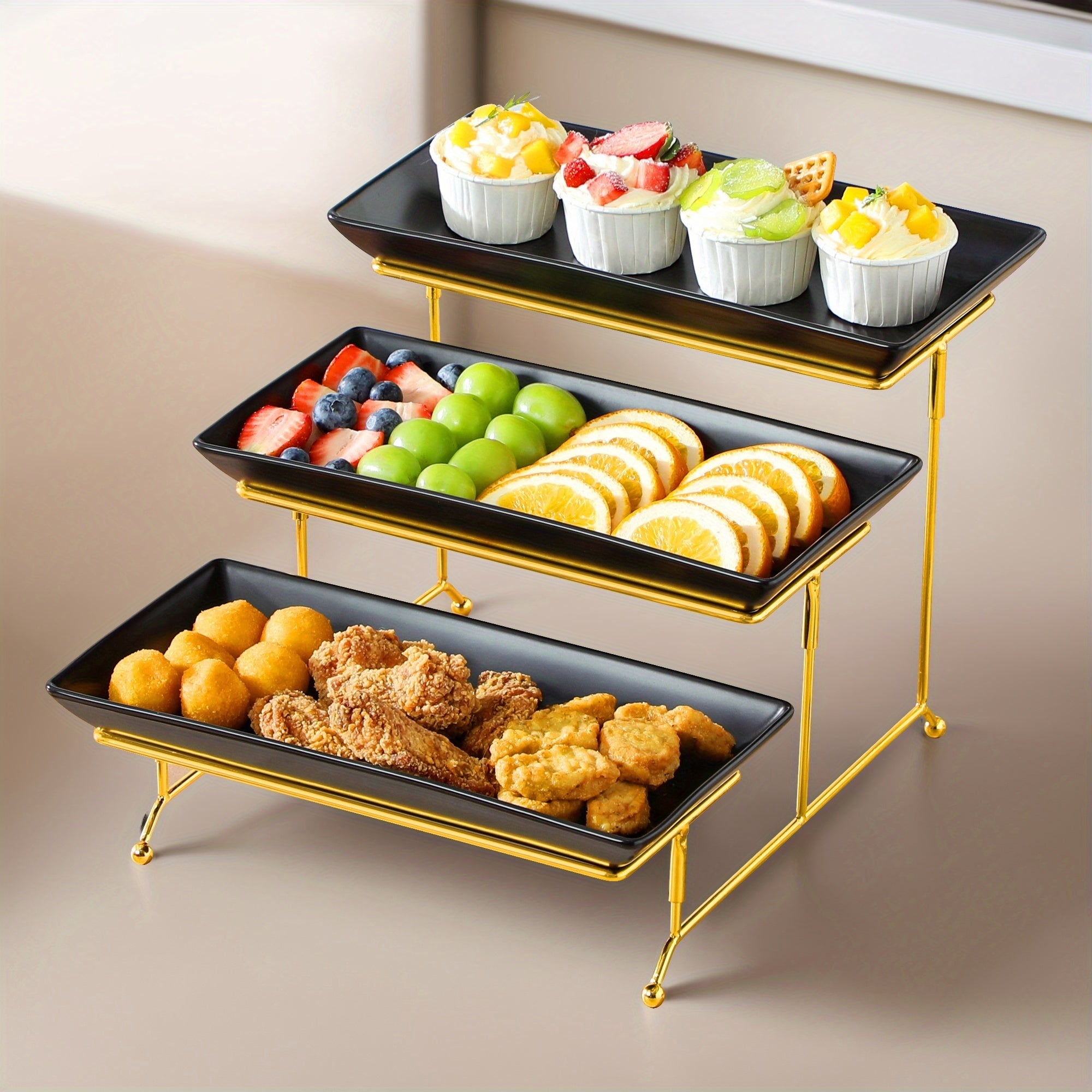 Podnos na ovocie – čierny zlatý