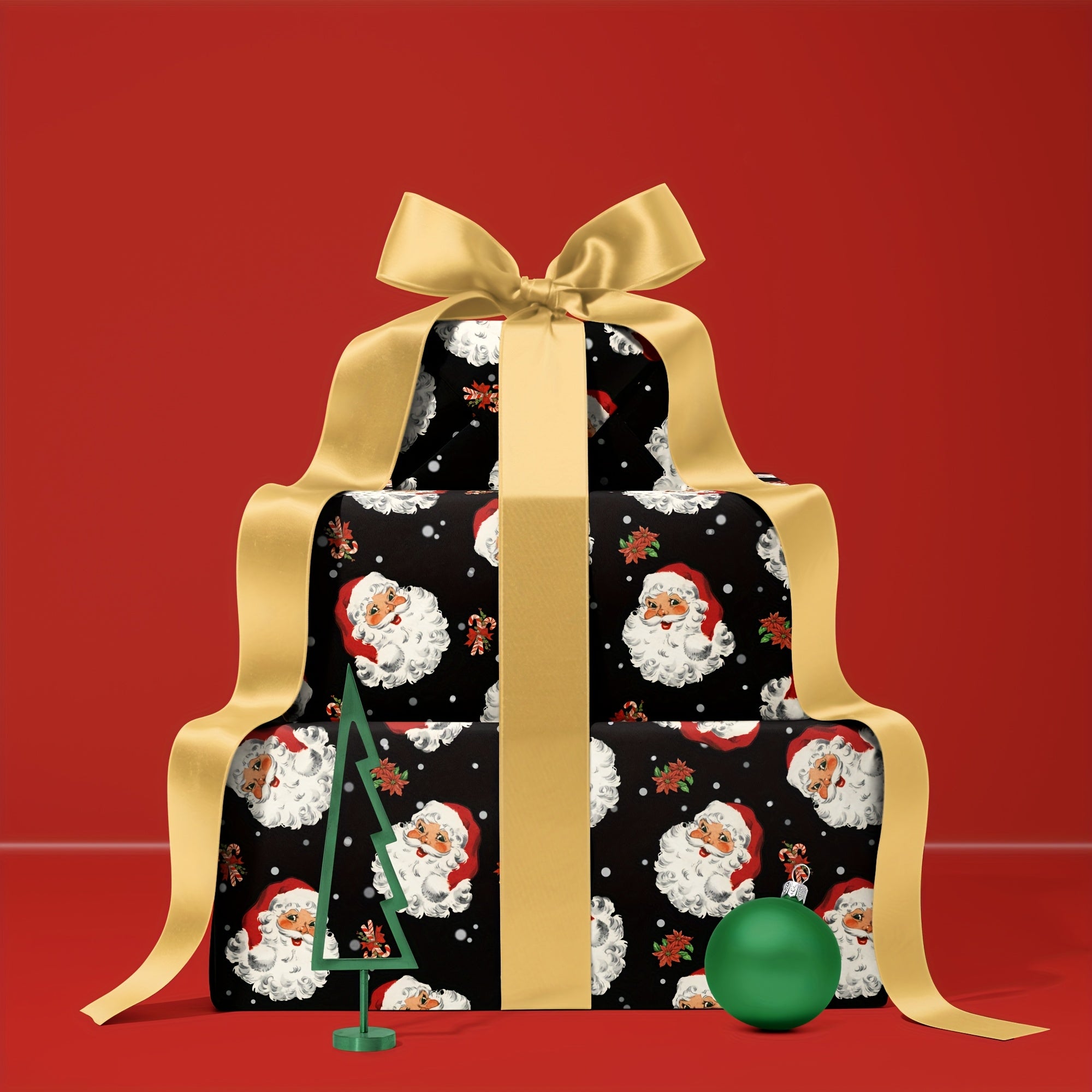Vianočný baliaci papier – Santa Claus na čiernom pozadí
