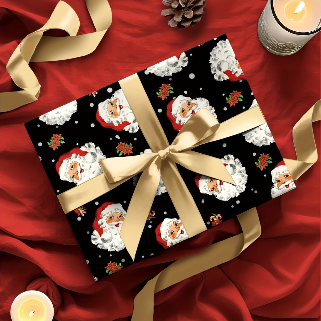 Vianočný baliaci papier – Santa Claus na čiernom pozadí