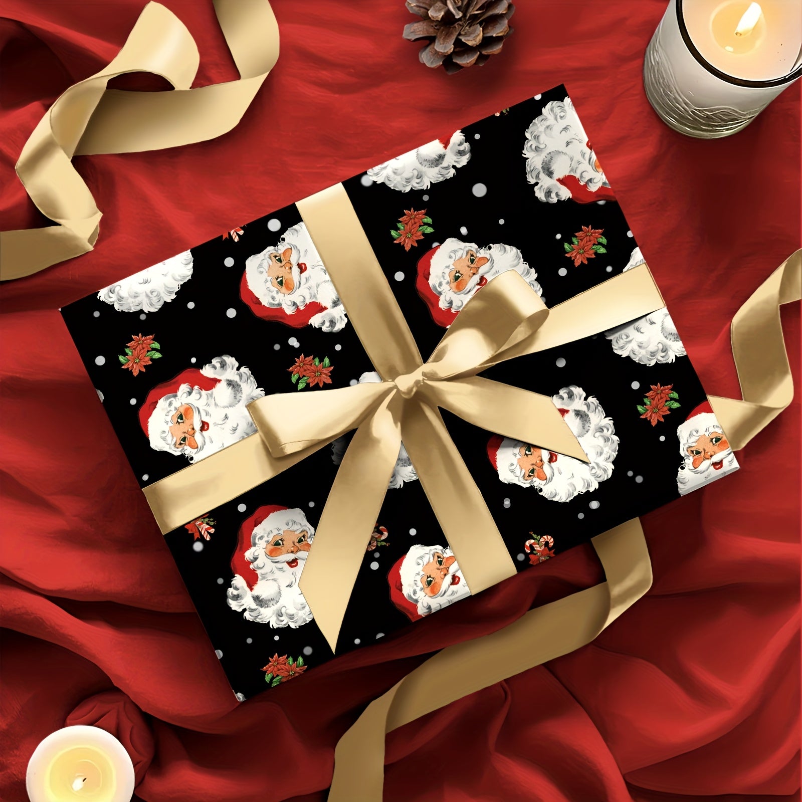Vianočný baliaci papier – Santa Claus na čiernom pozadí