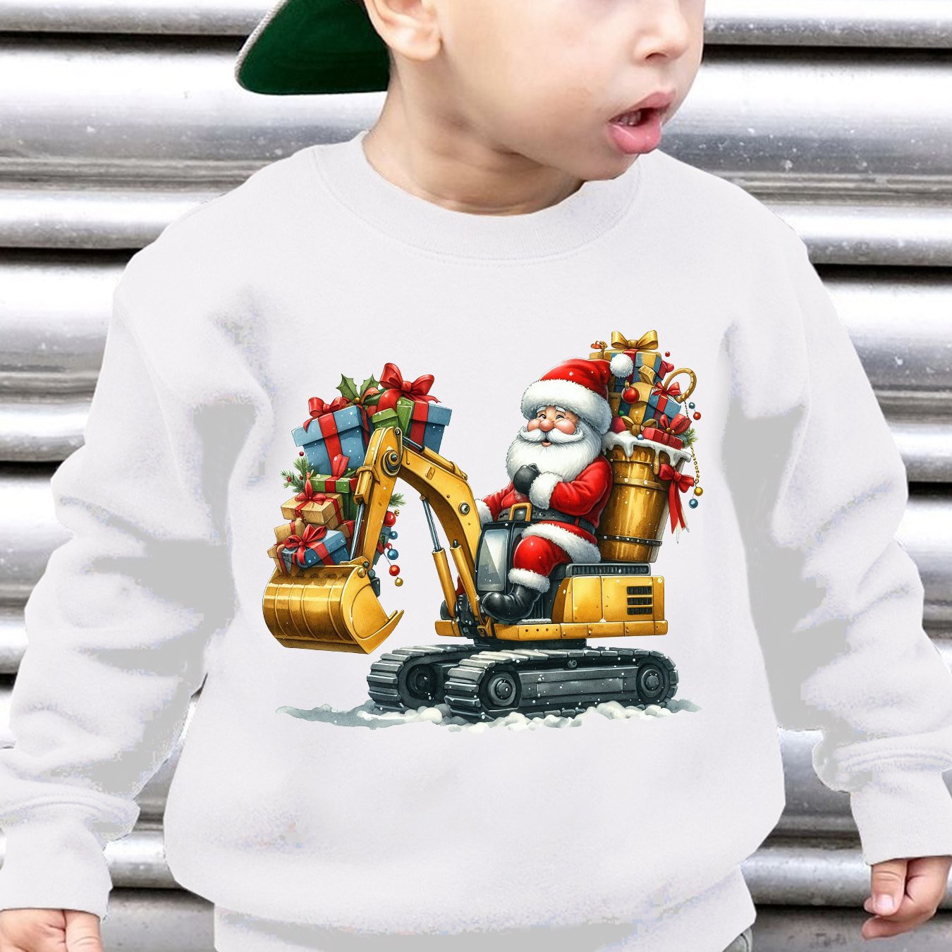 Mikina s potlačou Santa a bagra – pre chlapcov