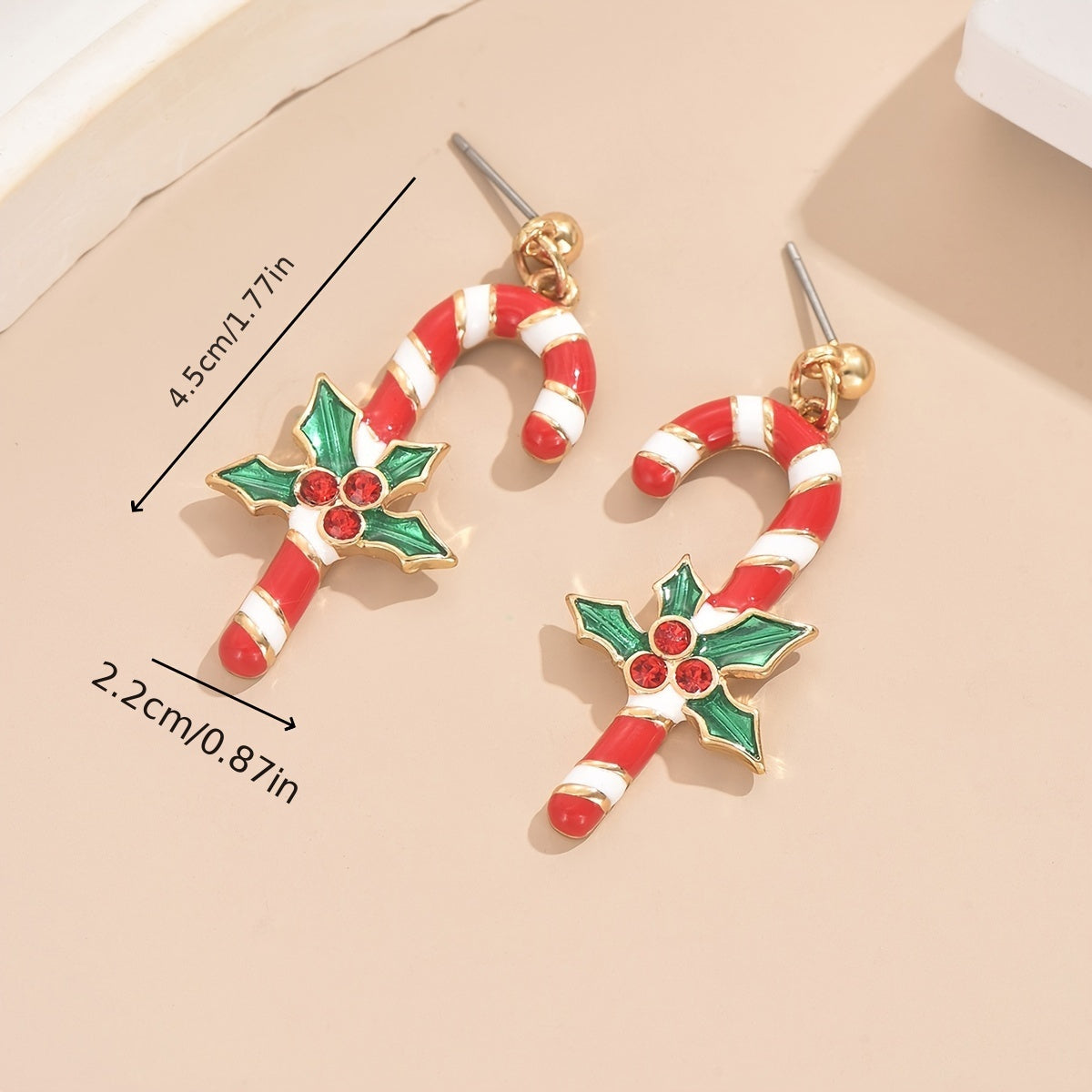 Vianočné náušnice – cukrové paličky