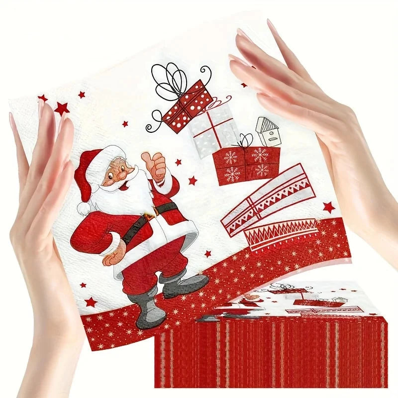 Vianočné papierové servítky – snehuliak a Santa