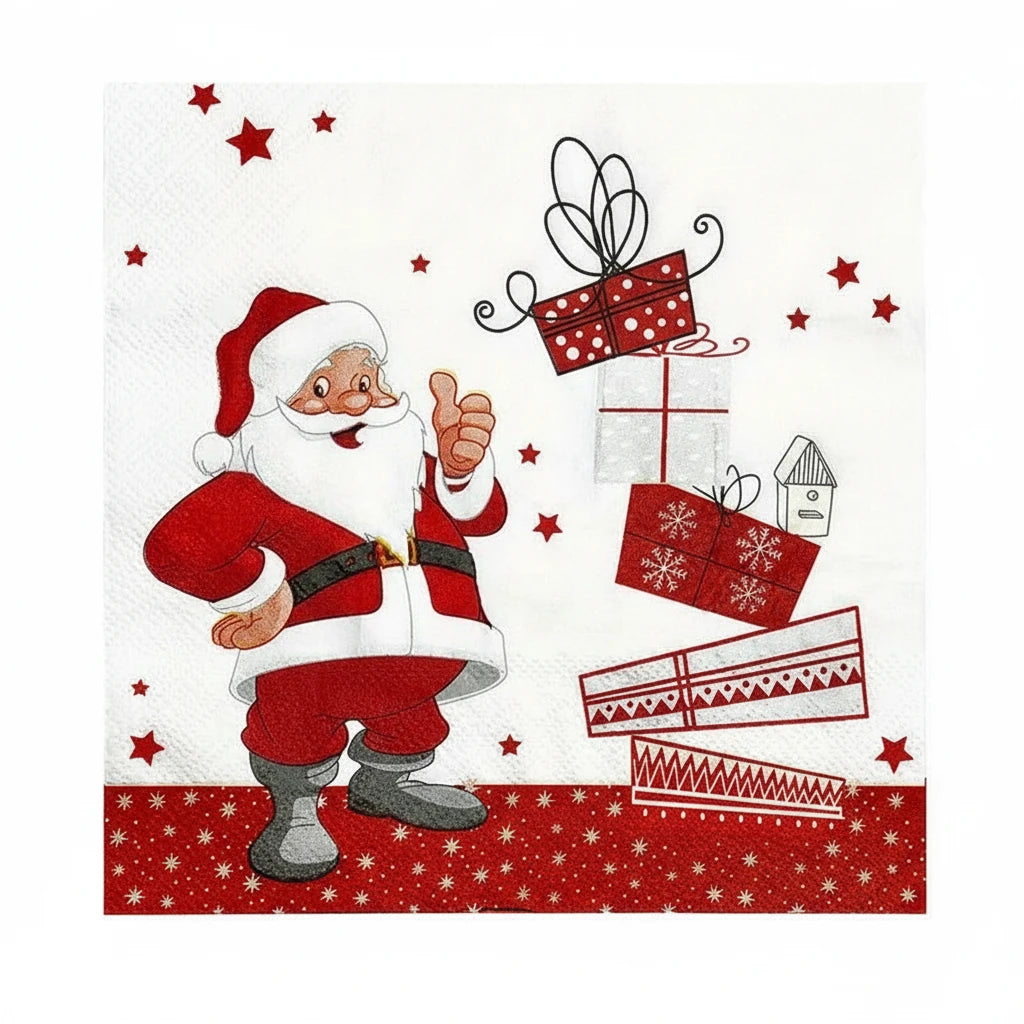 Vianočné papierové servítky – snehuliak a Santa