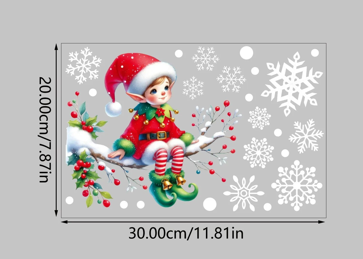 Vianočné nálepky na okno – elf a Santa Claus