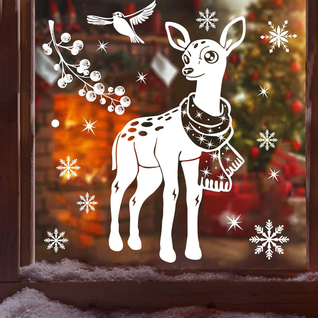 Vianočné nálepky na okno – elf a Santa Claus