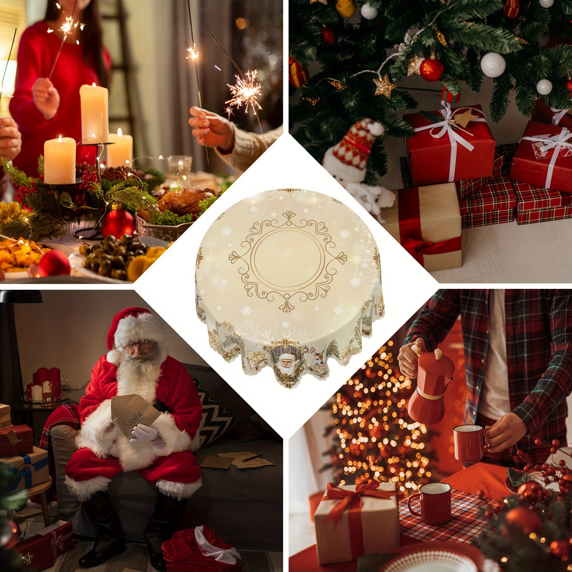 Vianočný obrus – zlatobiely