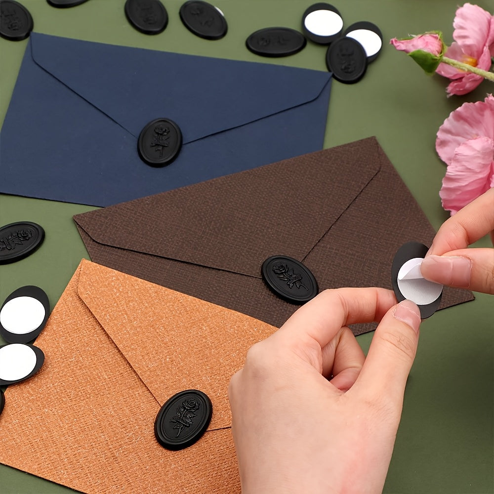 Samolepiace pečiatky – čierne s kvetinovým vzorom