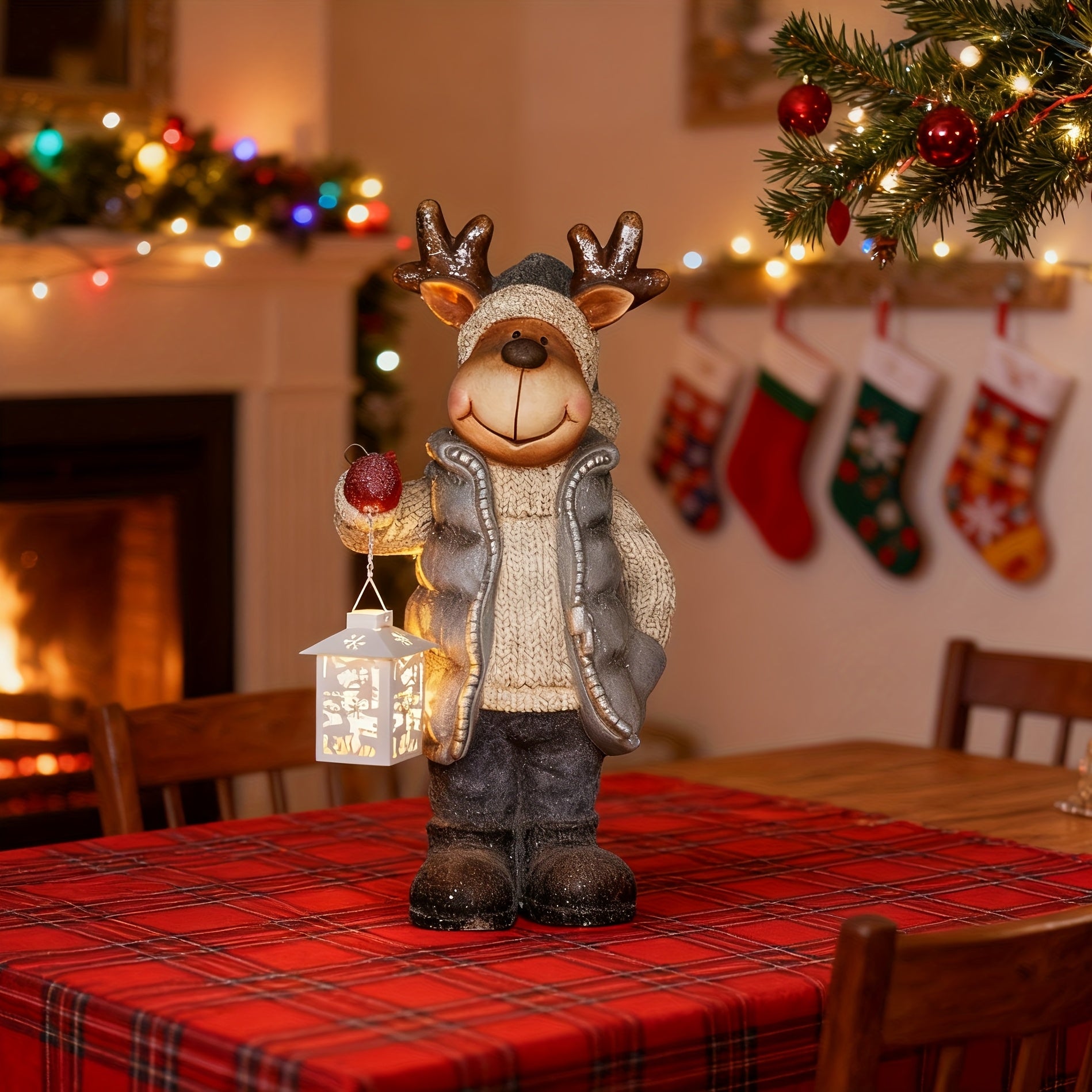 Vianočná dekorácia – sob s lampášom