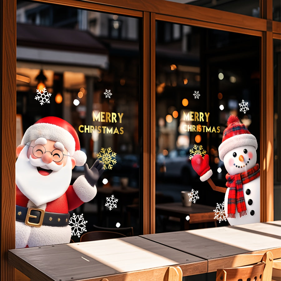 Vianočné nálepky na okno – Santa a snehuliak