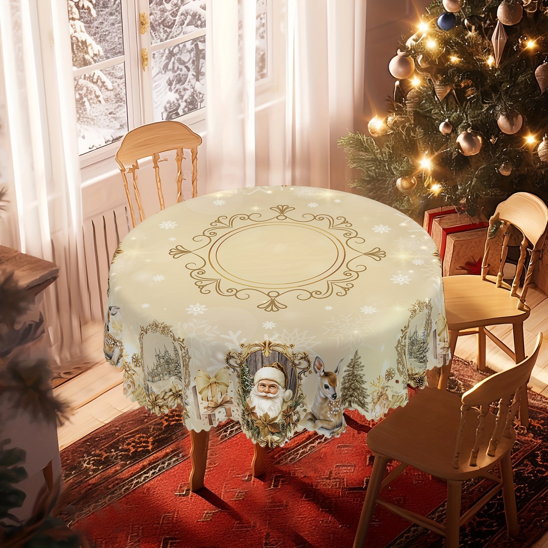 Vianočný obrus – zlatobiely