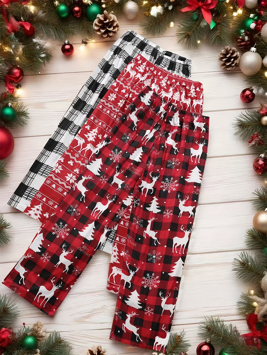 Vianočné nohavice – červené a biele