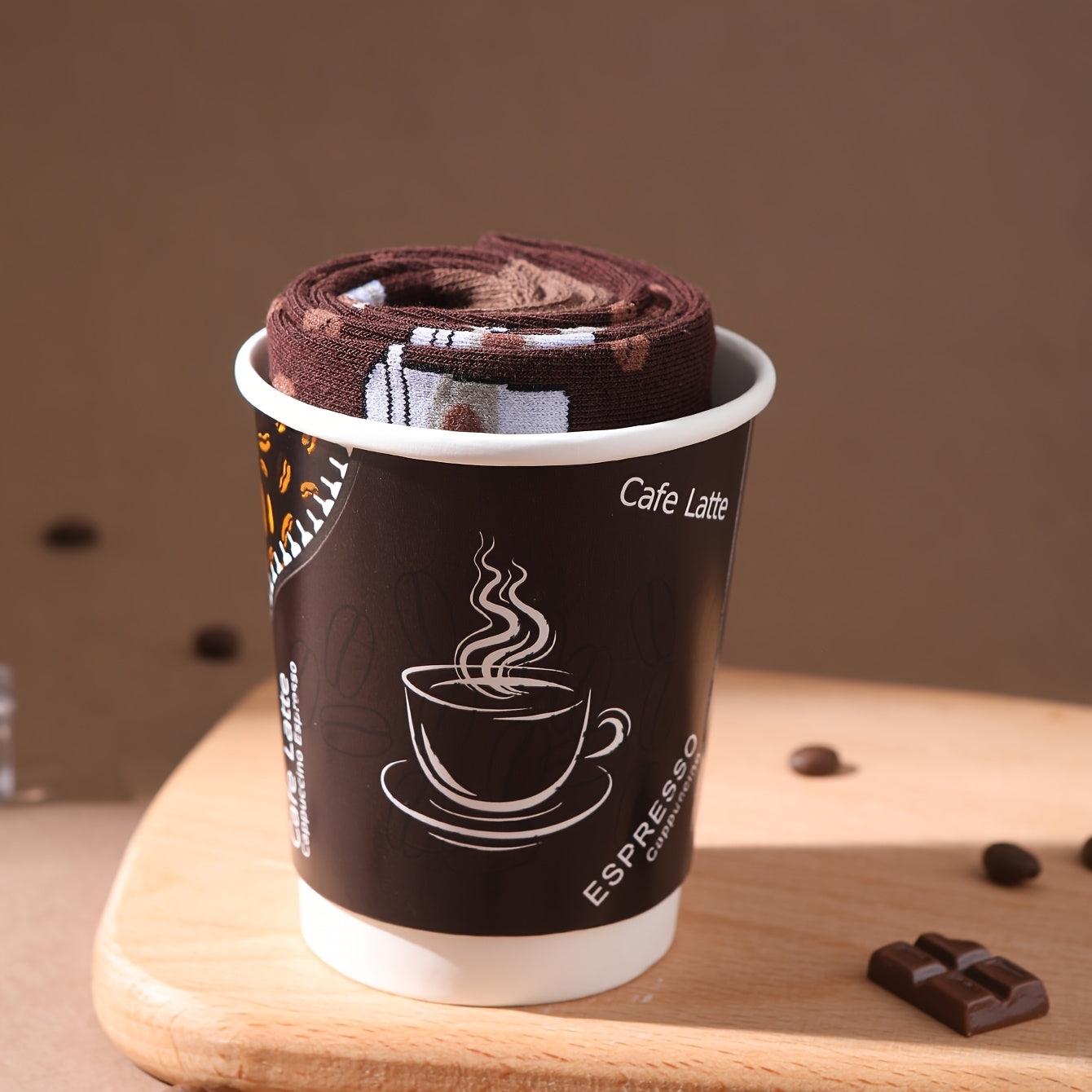 Ponožky po členky – kávový vzor