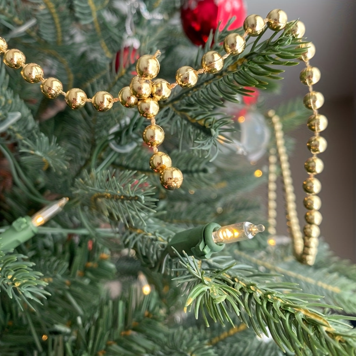 Vianočný girland s guľatými perličkami – 3m