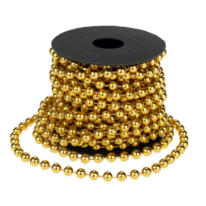 Vianočný girland s korálkami – zlatý