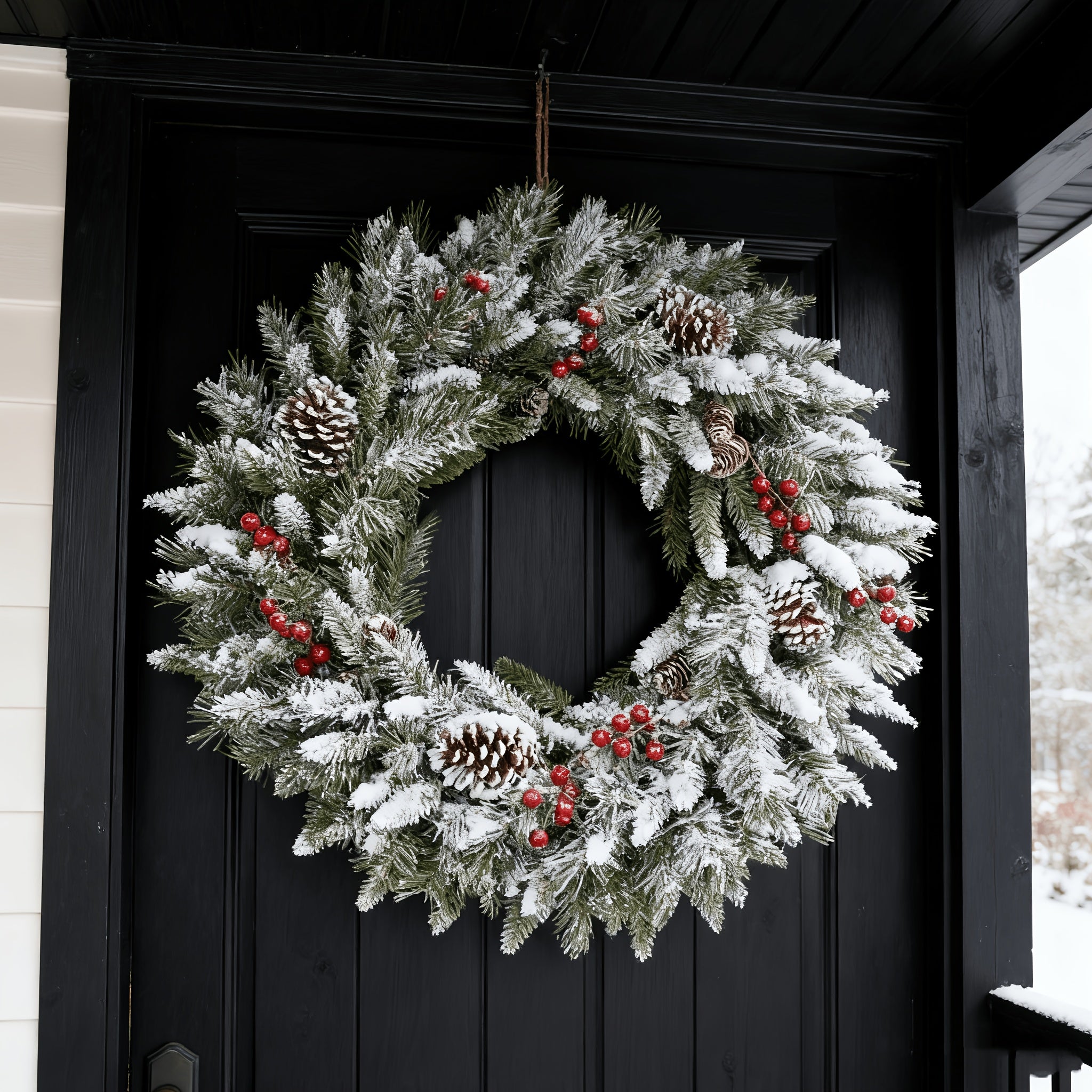 Vianočný veniec – s červenými bobuľami