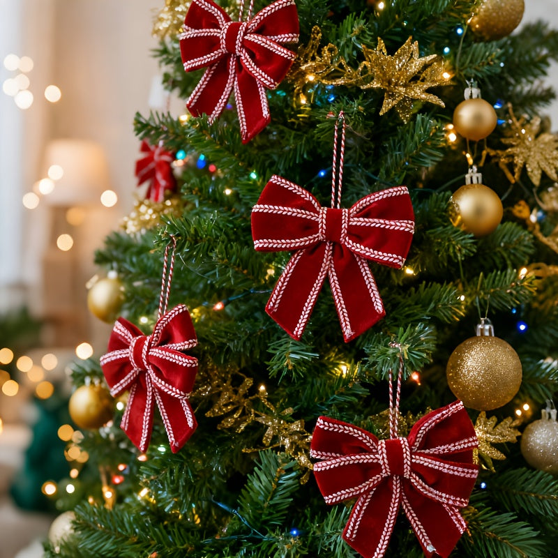 Vianočné ozdoby – červené a biele mašle