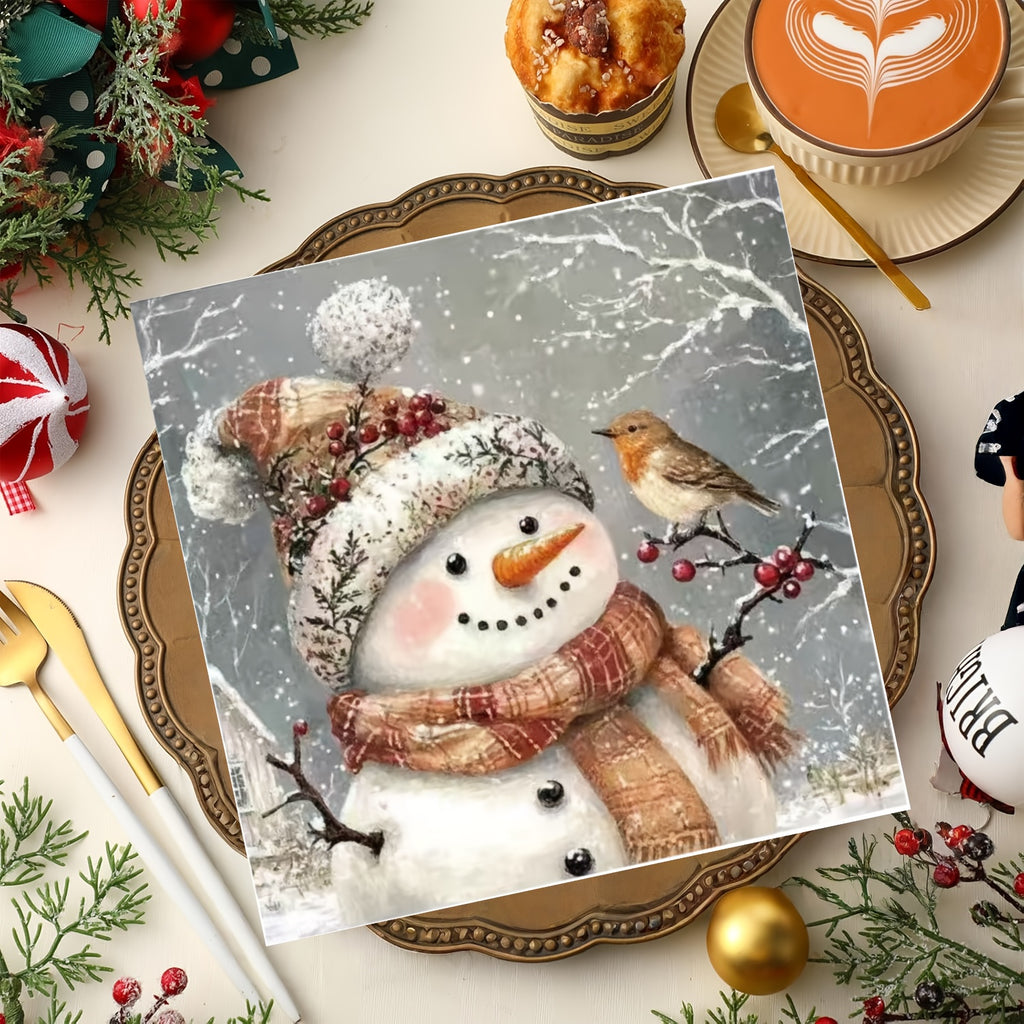 Servítky na party – snehuliak a vták