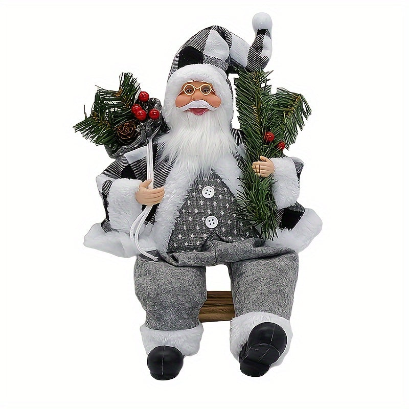 Figúrka Santa Clausa – čierno-biela kockovaná