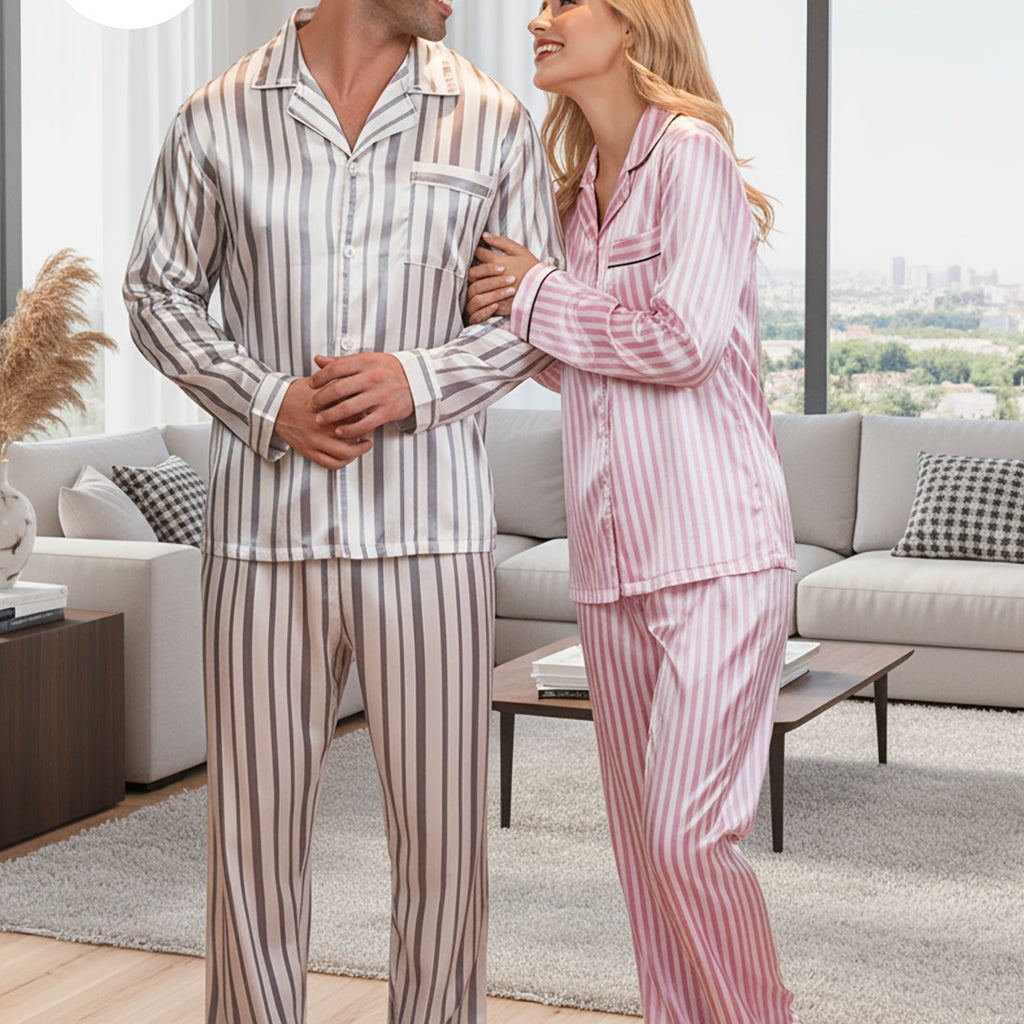 Pánske a dámske pruhované pyžamo – dlhý rukáv