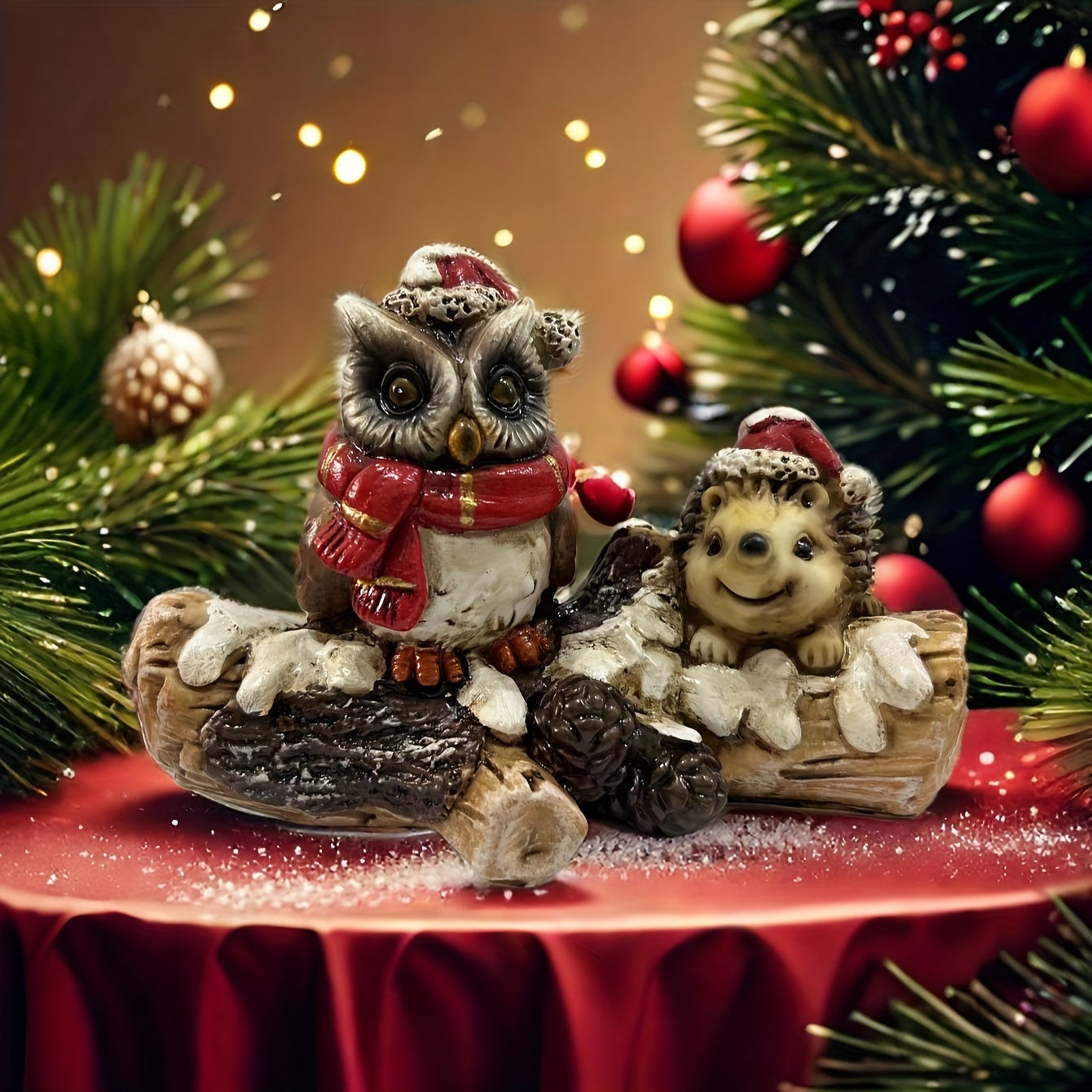 Vianočné figúrky – sova a ježko