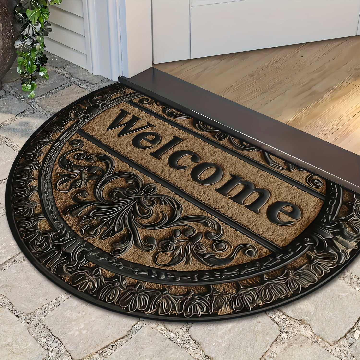 Rohožka s nápisom WELCOME – kávová