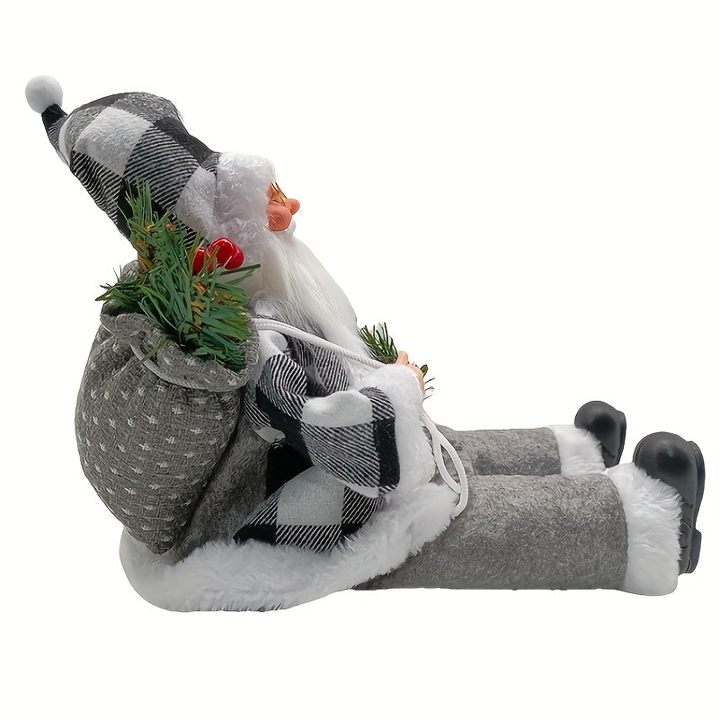 Figúrka Santa Clausa – čierno-biela kockovaná