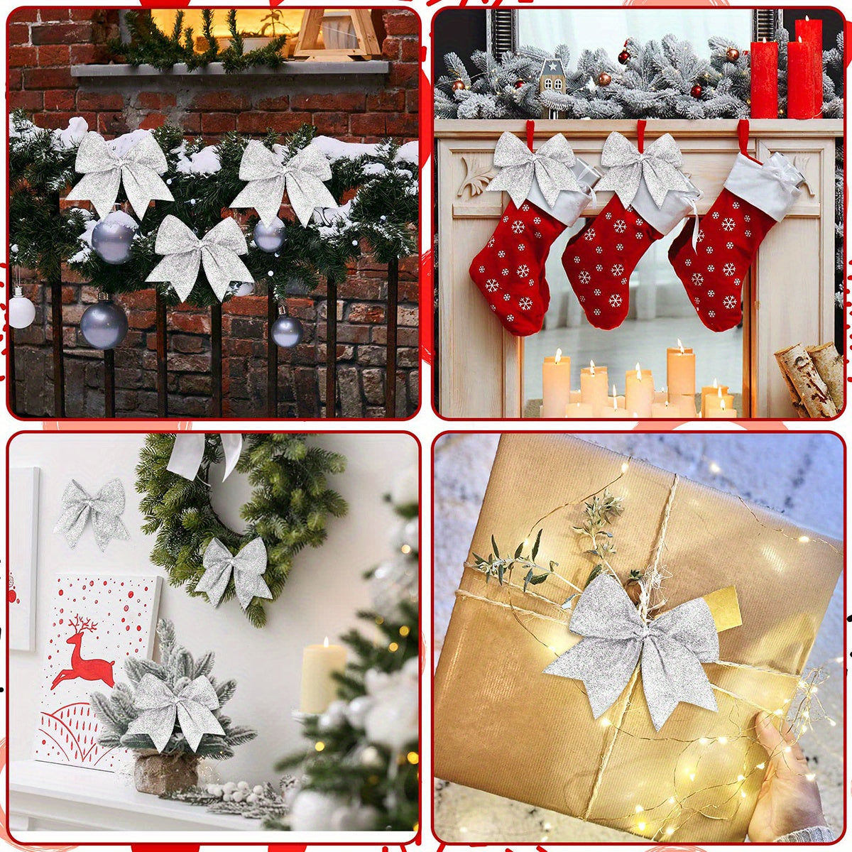 Vianočné mašle – strieborné