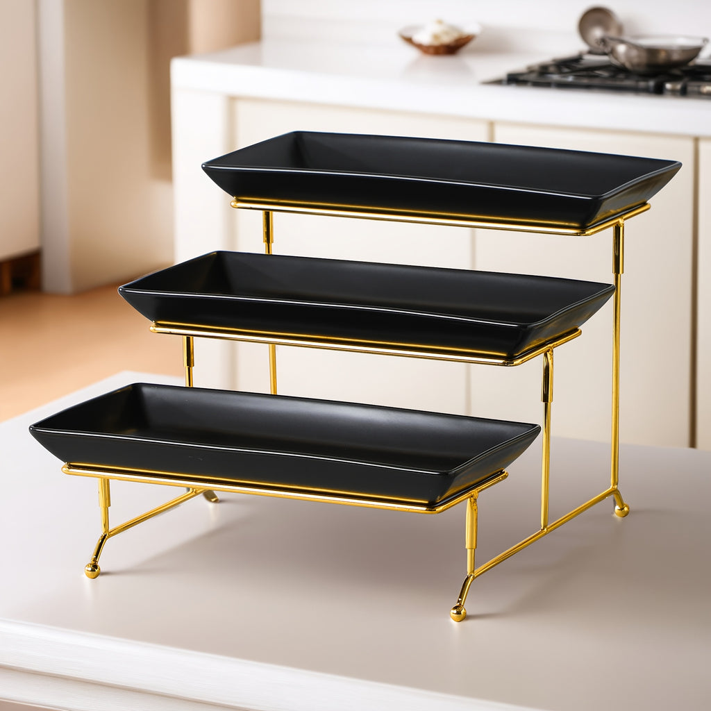 Podnos na ovocie – čierny zlatý